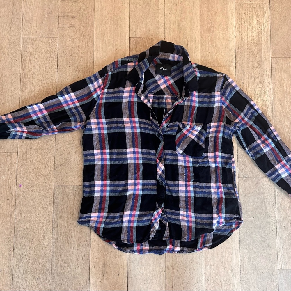 Rails black plaid with lurex flannel shirt